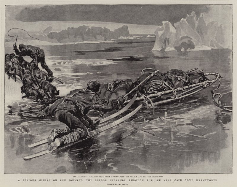 Yolculukta Ciddi Bir Kaza, Cecil Harmsworth Burnu yakınlarında Buzları delen Kızak by William Small