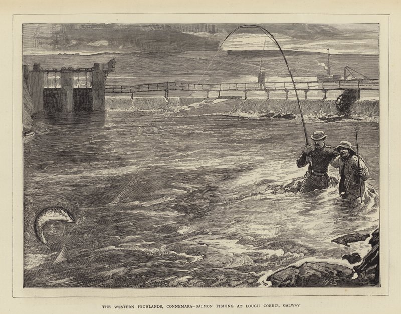Western Highlands, Connemara, Lough Corrib, Galway'de Somon Balıkçılığı by William Small