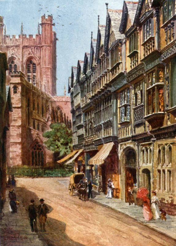 Chester, St. Werburgh Caddesi (renkli taş) by William Wiehe Collins