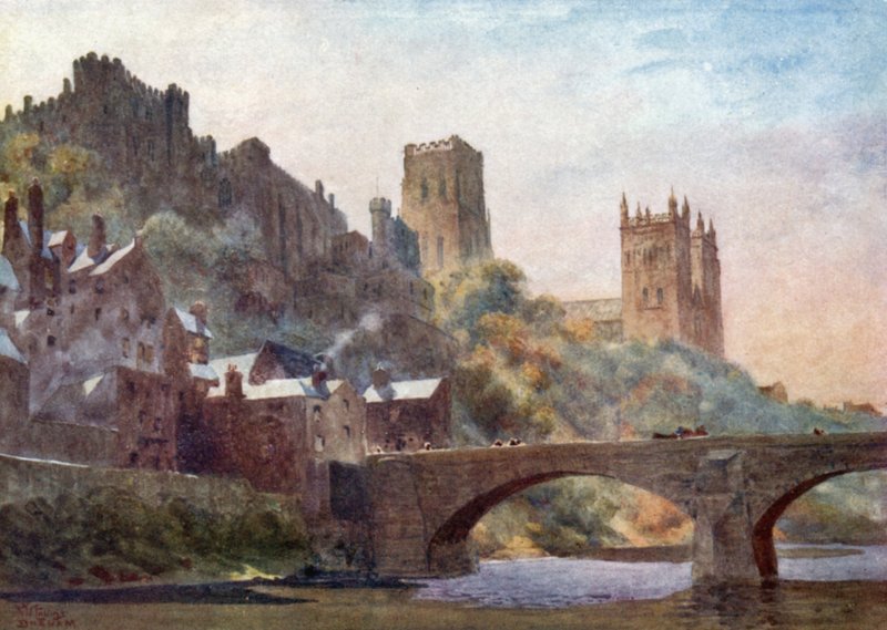 Durham, Framwellgate Köprüsü (renkli taş) by William Wiehe Collins