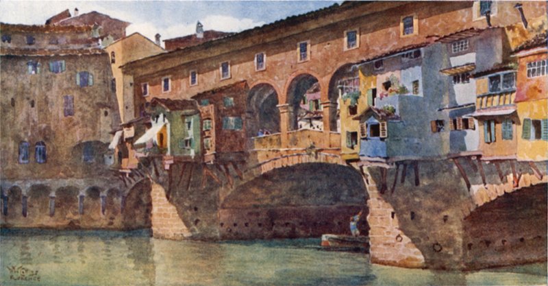 Floransa. Ponte Vecchio (renkli taş) by William Wiehe Collins