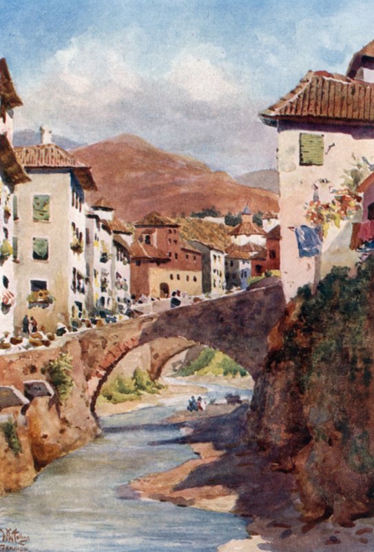 Granada, Calle del Darro (renkli taş) by William Wiehe Collins