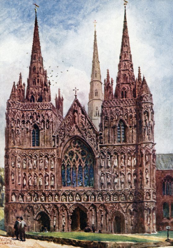 Lichfield, Batı Cephesi (renkli taş) by William Wiehe Collins