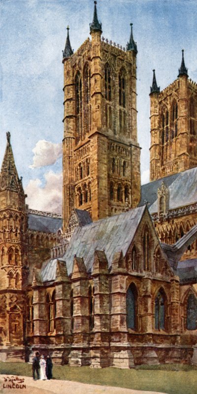 Lincoln, Batı Kuleleri (renkli taş) by William Wiehe Collins