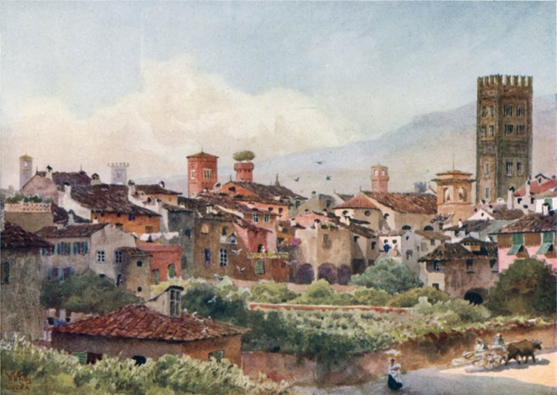 Lucca. Şehir Surlarından (renkli lito) by William Wiehe Collins
