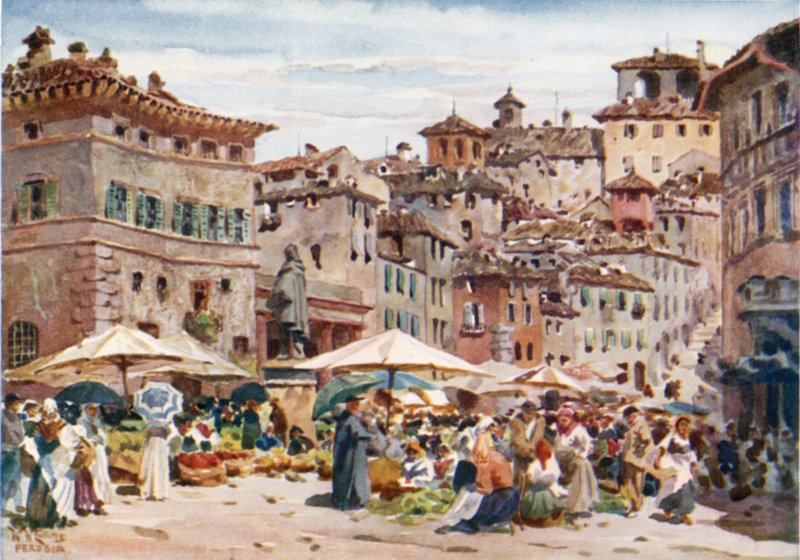 Perugia. Piazza Garibaldi (renkli taş) by William Wiehe Collins