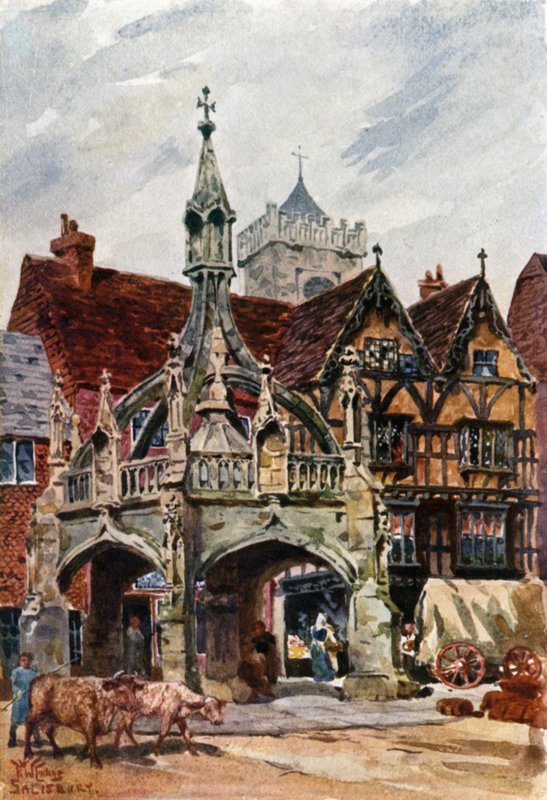 Salisbury, Pazar Haçı (renkli taş) by William Wiehe Collins