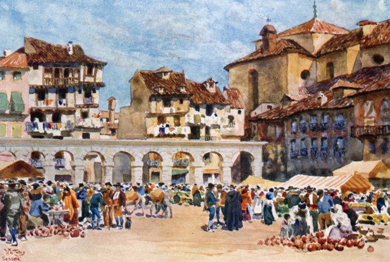 Segovia, Plaza Mayor (renkli taş) by William Wiehe Collins