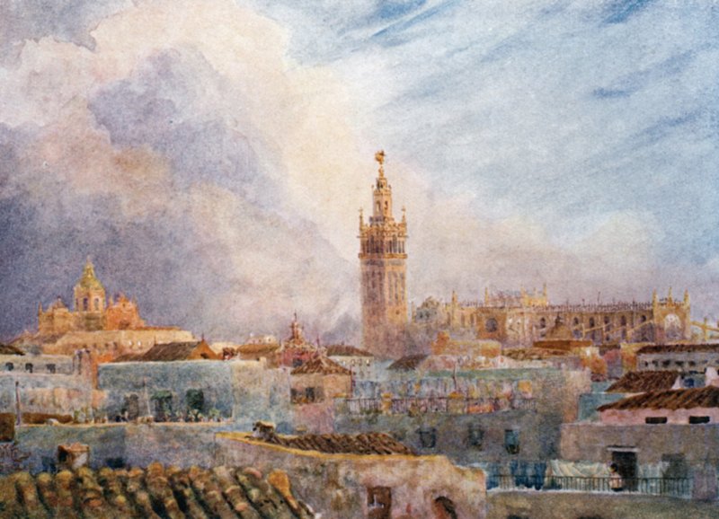 Sevilla, şehre tepeden bakış (renkli taş) by William Wiehe Collins
