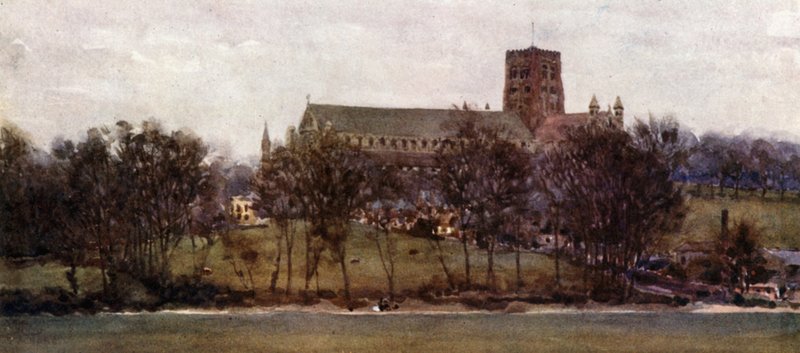 Eski Verulam Surlarından Aziz Albans (renkli taş) by William Wiehe Collins