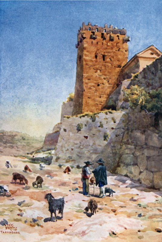 Tarragona, Başpiskopos Kulesi (renkli taş) by William Wiehe Collins
