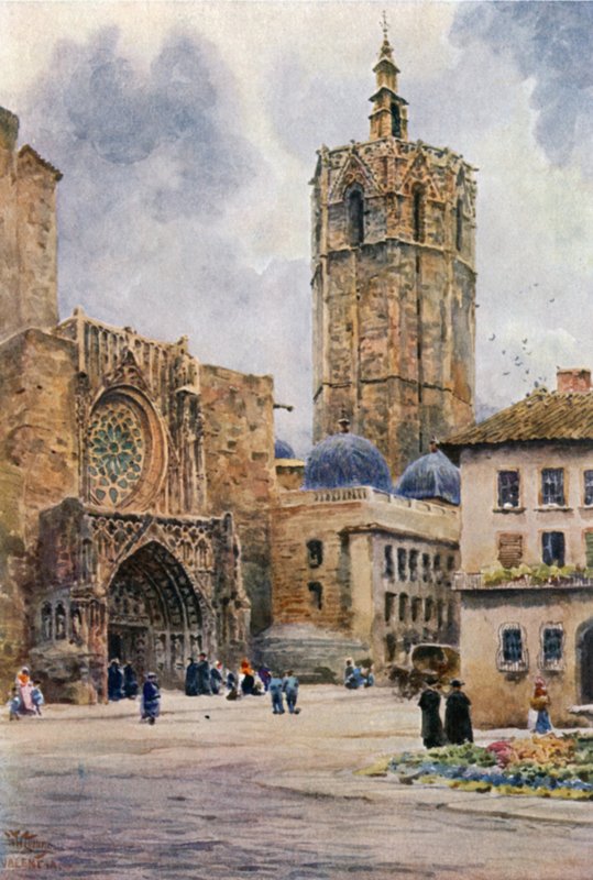 Valencia, Katedralin Kapısı (renkli taş) by William Wiehe Collins