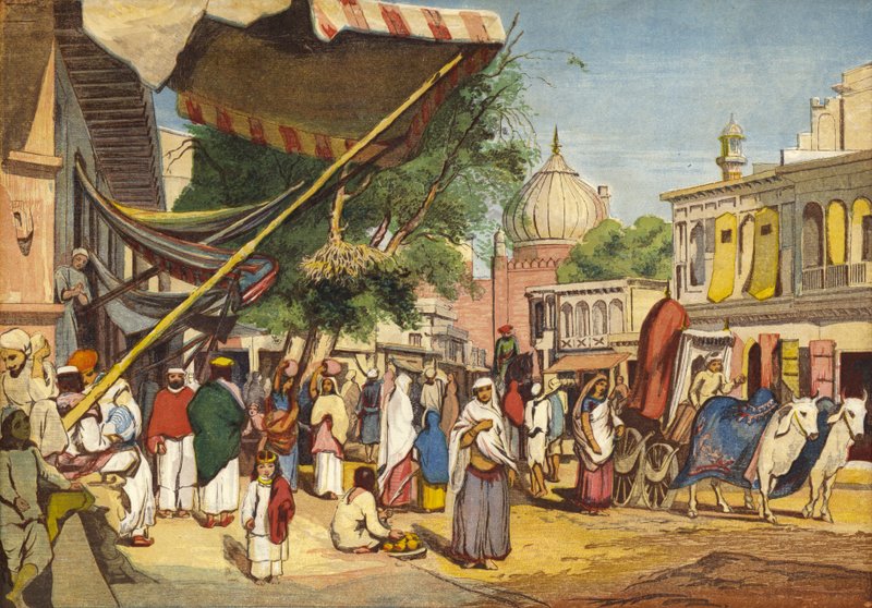 Jama Mescidi'nin arkasındaki sokak, Delhi, Hindistan by William after Carpenter
