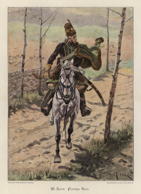 Polonya Hussar (renkli taş) by Wojciech Kossak