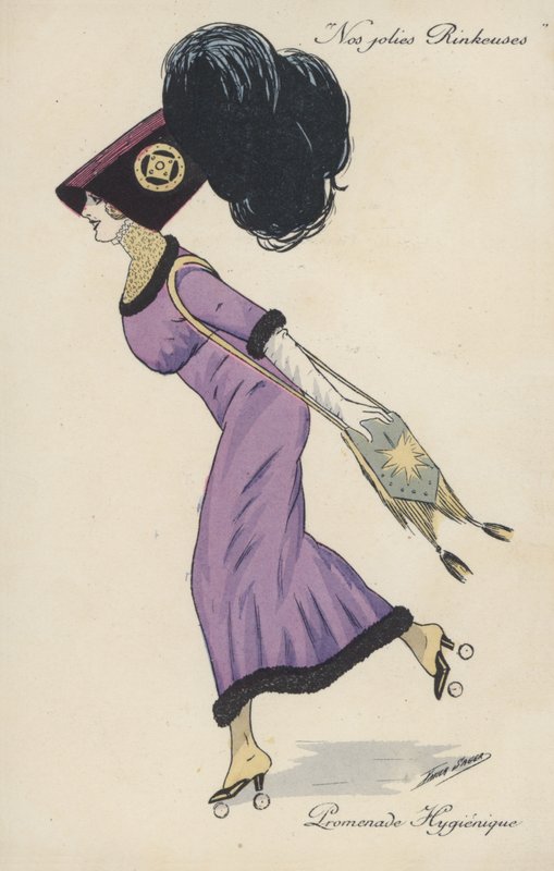 Güzel, abartılı giyimli kız, paten kayıyor by Xavier Sager
