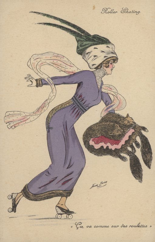 Güzel, abartılı giyimli kız, paten kayıyor by Xavier Sager