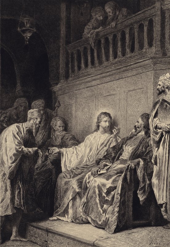Mesih, Solmuş Elle Adamı İyileştirir by after Albert Robida