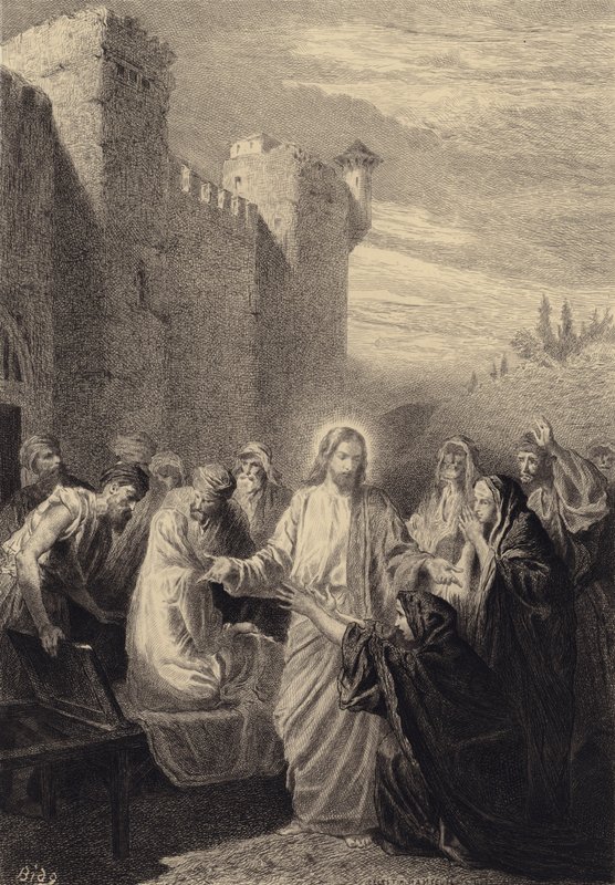 Mesih Dulların Oğlunu yükseltir by after Albert Robida