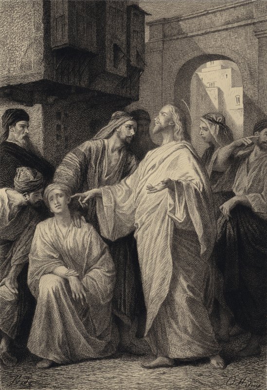 İsa Sağır Adamı İyileştirir by after Albert Robida