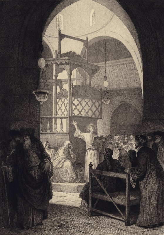 Sinagogdaki İsa by after Albert Robida