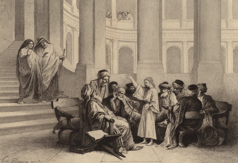 Doktorların ortasında İsa by after Albert Robida