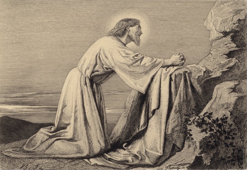 İsa dua ediyor by after Albert Robida