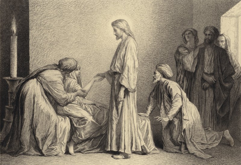 İsa Küçük Bir Çocuğu Ölümden Diriltir by after Albert Robida