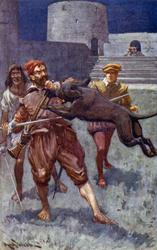 Denizci saldırıyı savuşturmak için sol elini kaldırdı. by after Archibald Bertram Webb