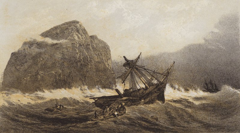 Bas Rock (kromolitho) by after C. Stanfield