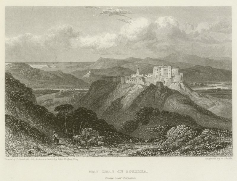 Spezzia Körfezi, Sarzana yakınlarındaki Kale by after C. Stanfield