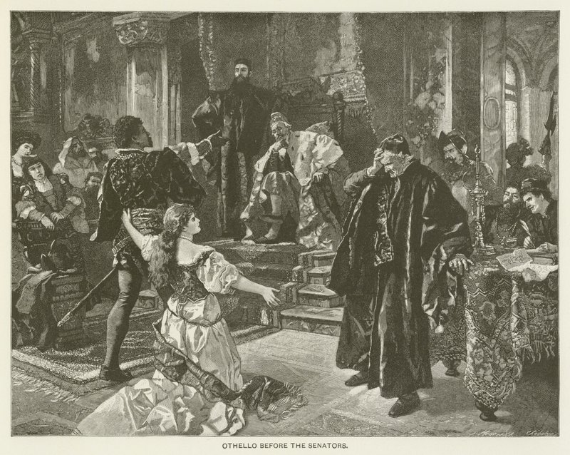 Othello senatörlerin huzurunda by after Carl Ludwig Friedrich Becker