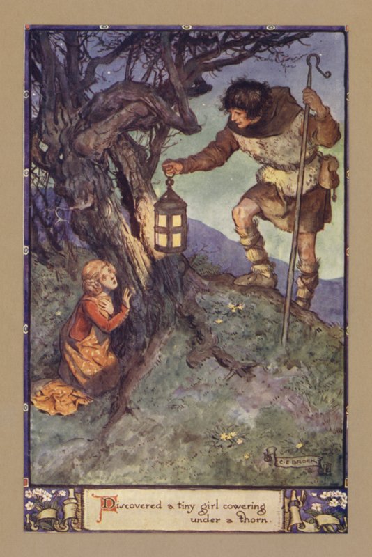 Diken altında sinmiş küçük bir kız keşfetti by after Charles Edmund Brock