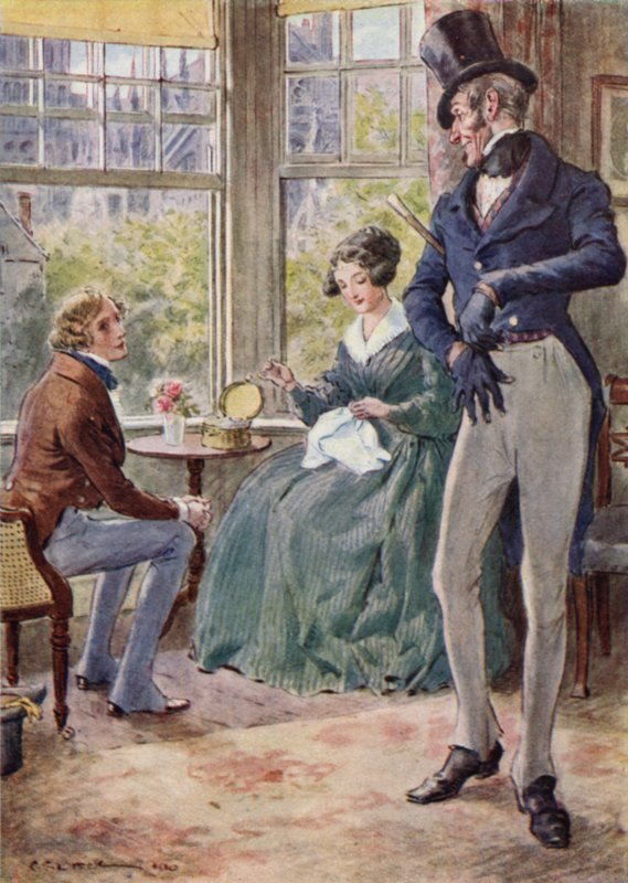 Kaptanlar çizim odasında Emily ile konuşan kalem by after Charles Edmund Brock