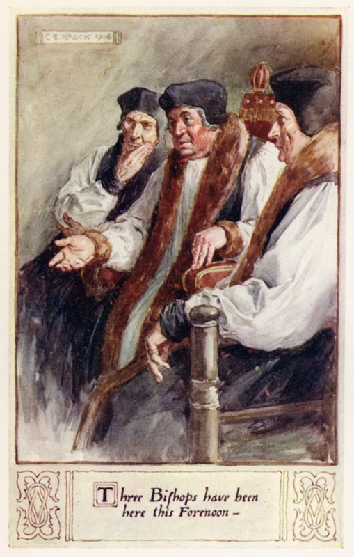 Bu öğleden önce üç Piskopos buradaydı. by after Charles Edmund Brock