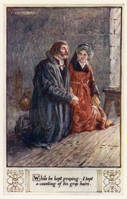 O dua etmeye devam ederken, ben onun ağaran saçlarını saydım. by after Charles Edmund Brock