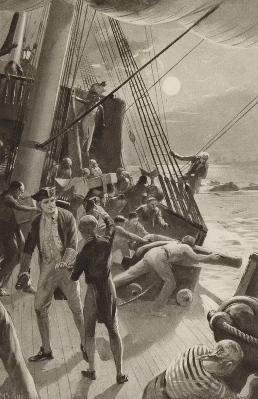 Kaptan James Cooks, Cape Tribulation açıklarında başı dertte by after Charles Mills Sheldon