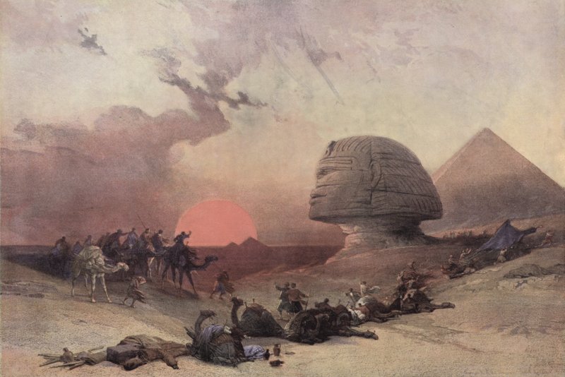 Keops Piramidi ve Sfenks, Giza, Mısır yakınlarındaki by after David Roberts