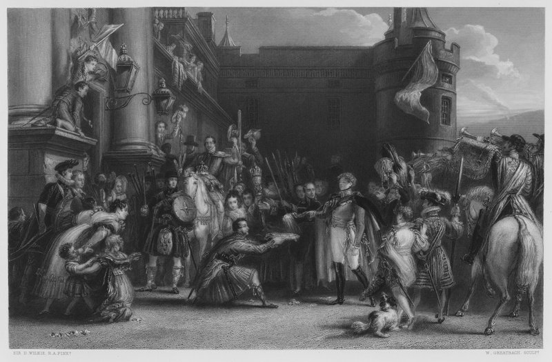Kraliyet Koleksiyonu'ndaki resimden Holyrood'daki Kral by after David Wilkie