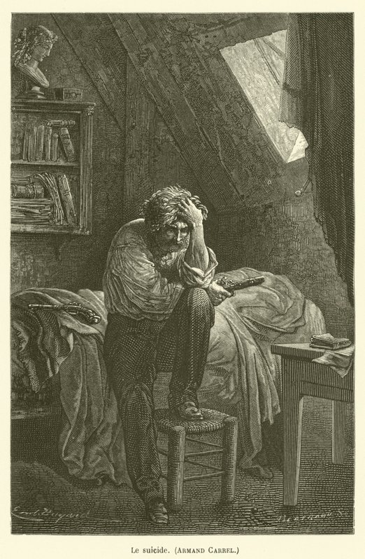 İntihar, Armand Carrel by after Emile Antoine Bayard