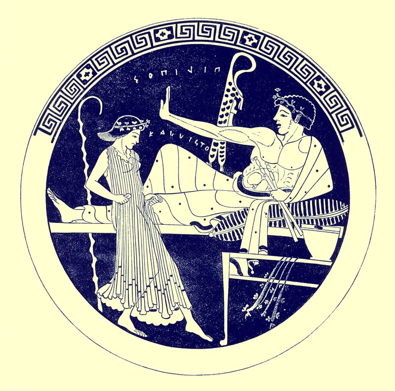 Dans eden kız ve şölen gençleri, J. E. Harrison ve D. S. MacColl