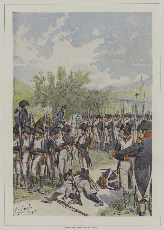 Bonaparte ordusunun saflarından geçerken by after Felicien baron de Myrbach Rheinfeld