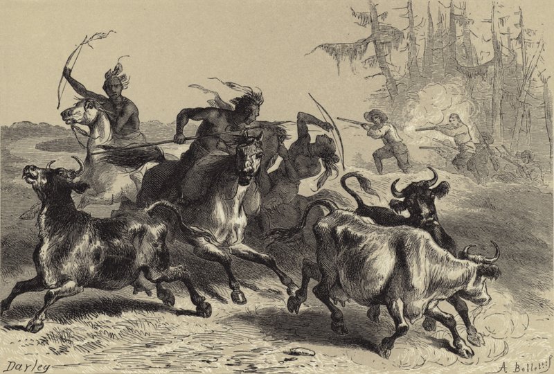 Güney Carolina Plantasyonlarını yağmalayan Kızılderililer by after Felix Octavius Carr Darley