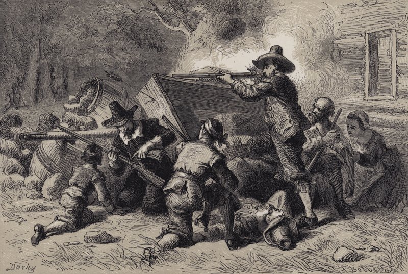 Kızılderililere karşı kendilerini savunan Virginialılar by after Felix Octavius Carr Darley