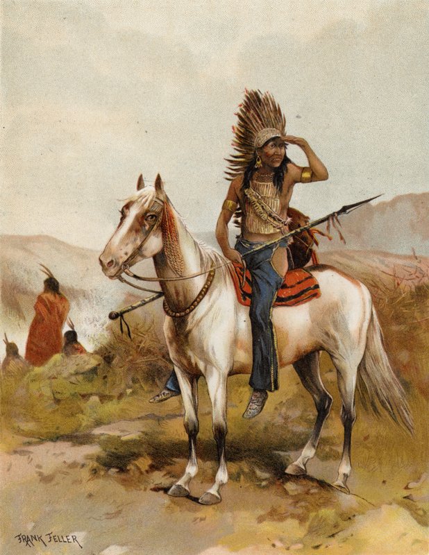 Bir Siyu Kızılderili Şefi (chromolitho) by after Frank Feller