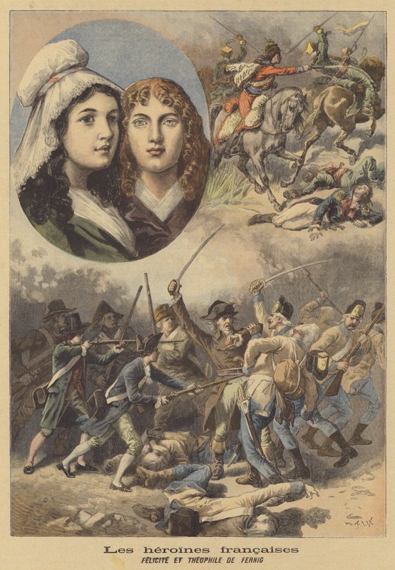 Fransız kadın kahramanlar: Felicite ve Theophile de Fernig by after Frederic Theodore Lix