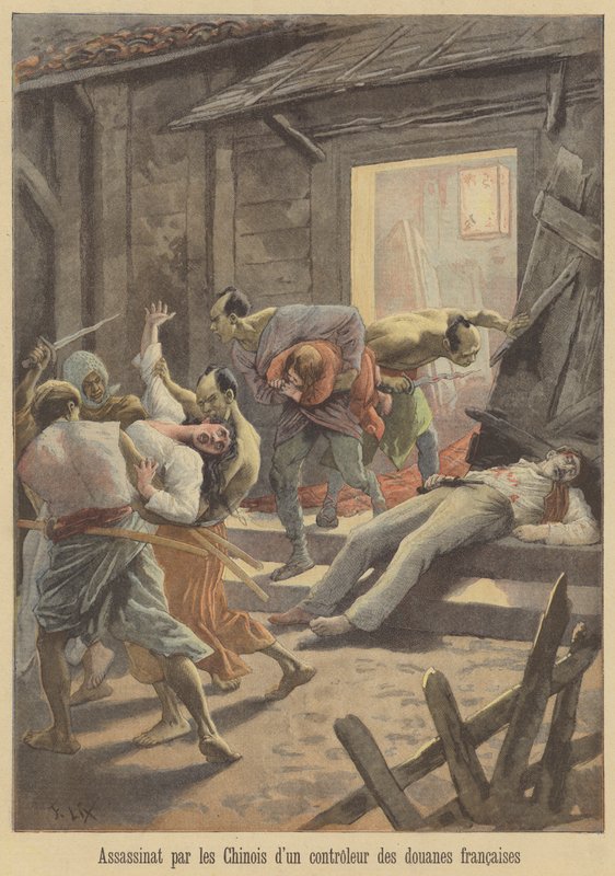 Çinliler tarafından bir Fransız gümrük memurunun öldürülmesi by after Frederic Theodore Lix