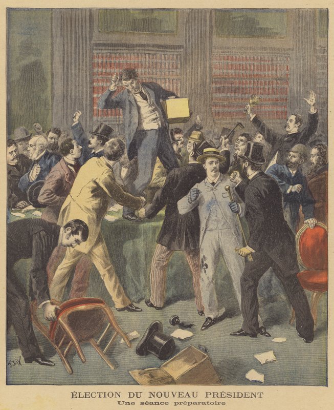 Fransız parlamenterler yeni cumhurbaşkanının seçimini tartışırken asi sahneler by after Frederic Theodore Lix