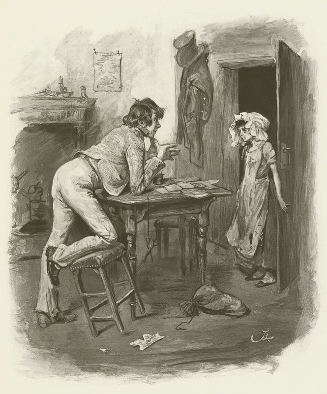 Dick Swiveller ve Markiz by after Frederick Barnard