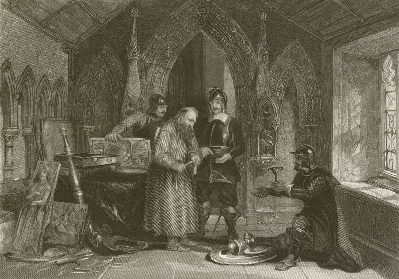 Büyük İç Savaş sırasında Kilise yağmalayan askerler by after George Cattermole