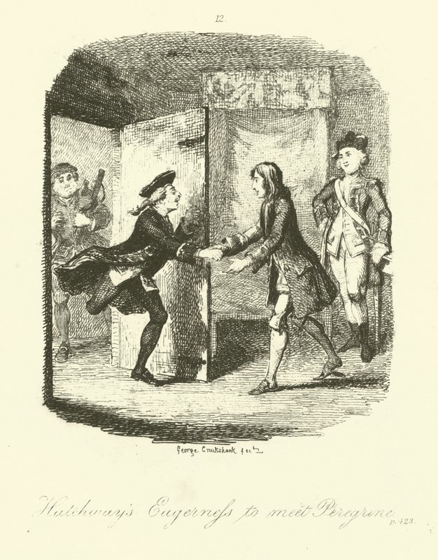 Tobias Smollett tarafından Peregrine Turşu için İllüstrasyon by after George Cruikshank